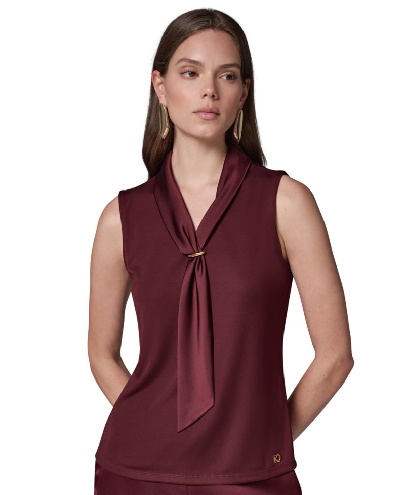 Women's Sleeveless Tie-Neck Blouse