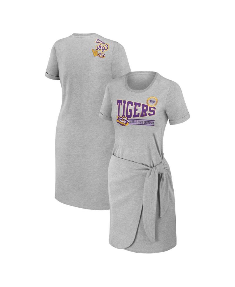Women's Heather Gray LSU Tigers Knotted T-shirt Dress