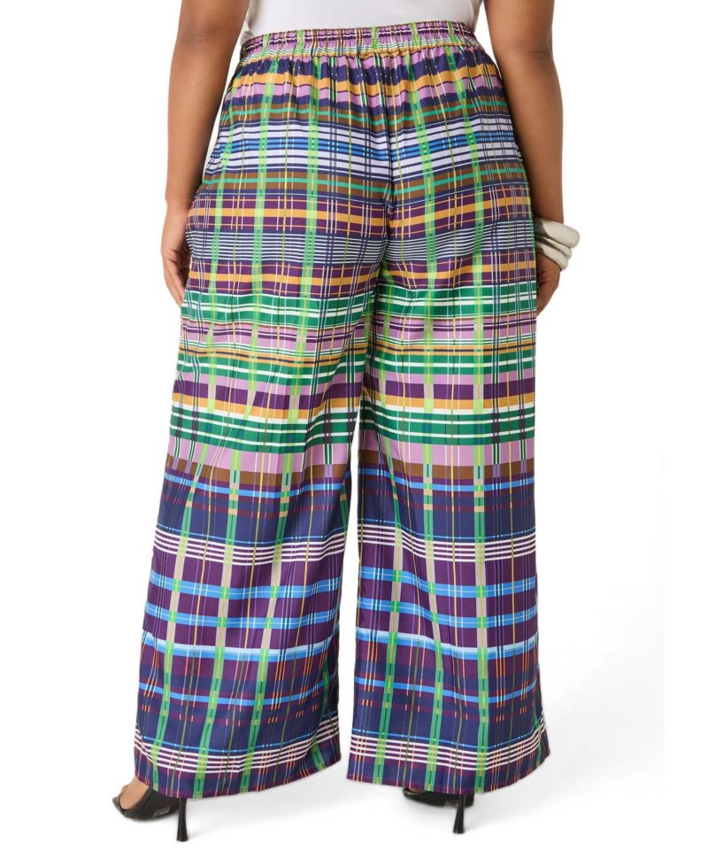 Plus Size Plaid Wide Leg Pants