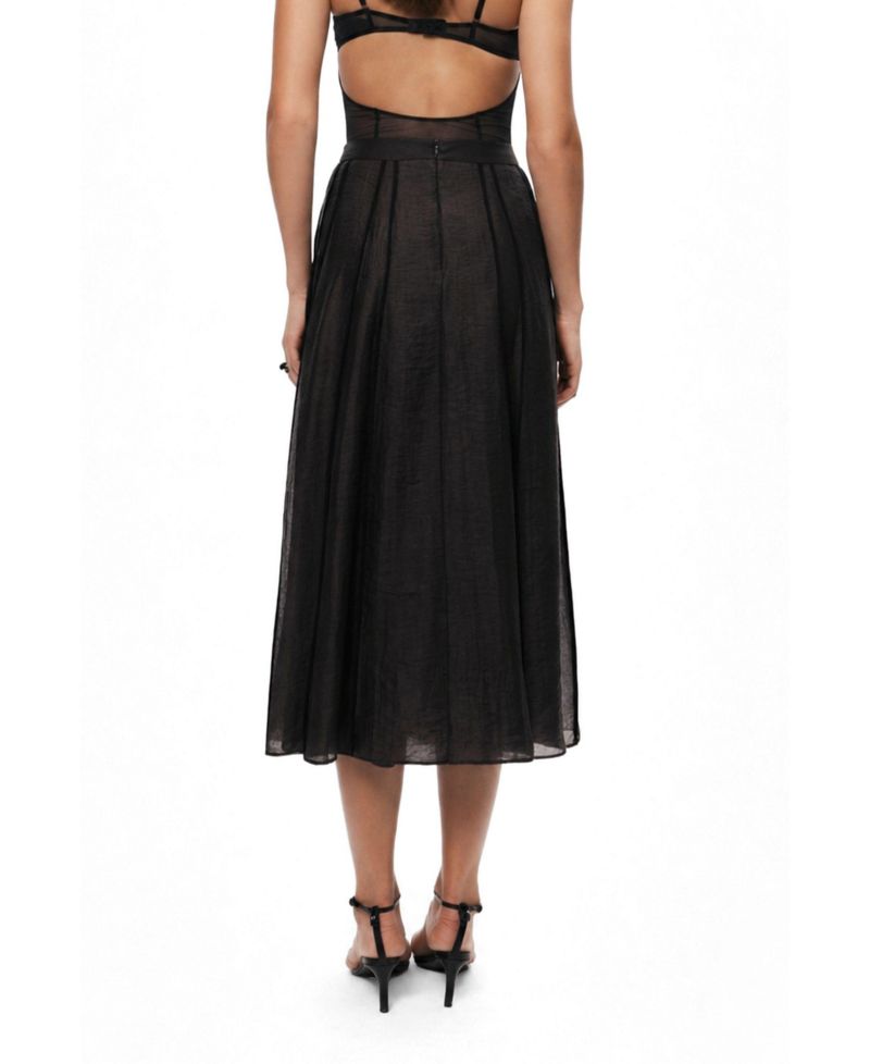 Women's Sheer Pleated Midi Skirt