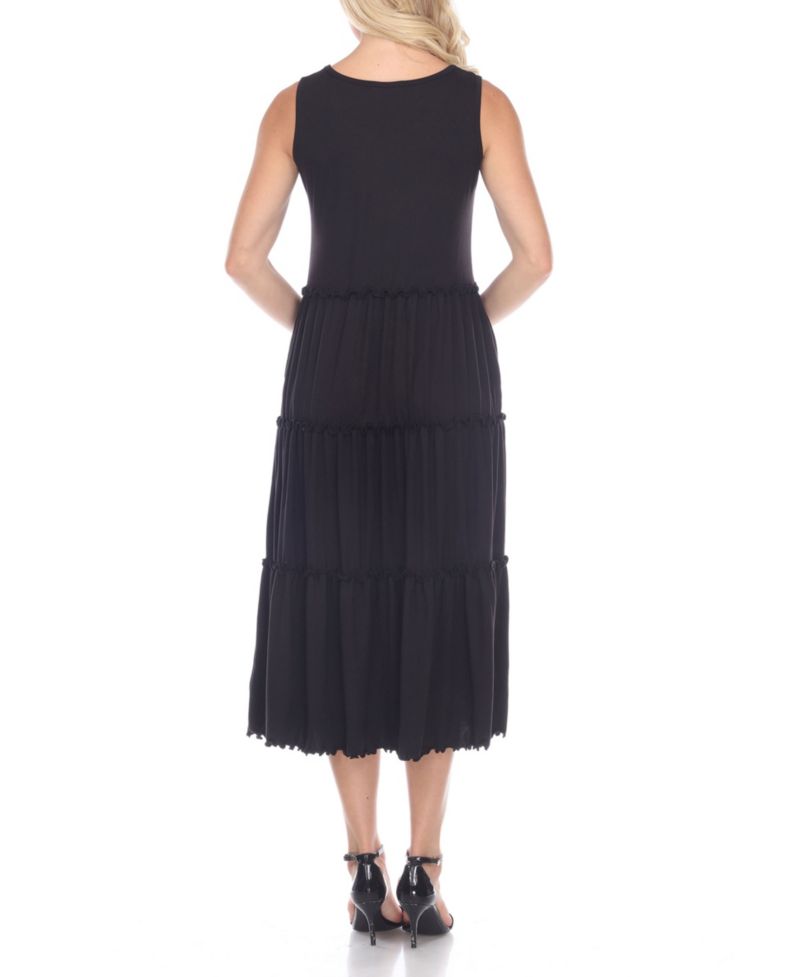 Women's Scoop Neck Tiered Midi Dress