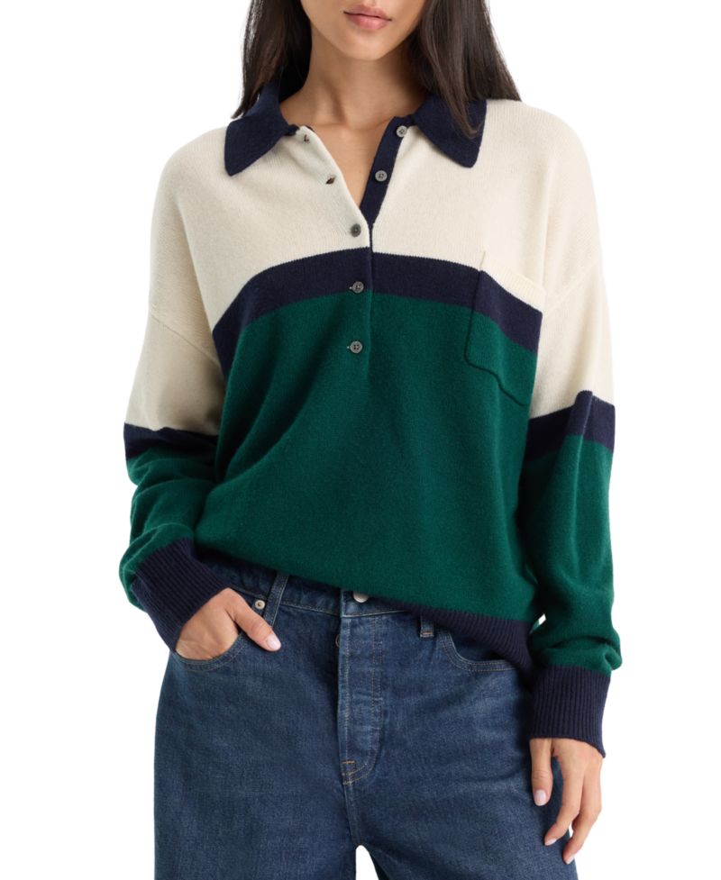 Women's Oversized Rugby Collared Sweater