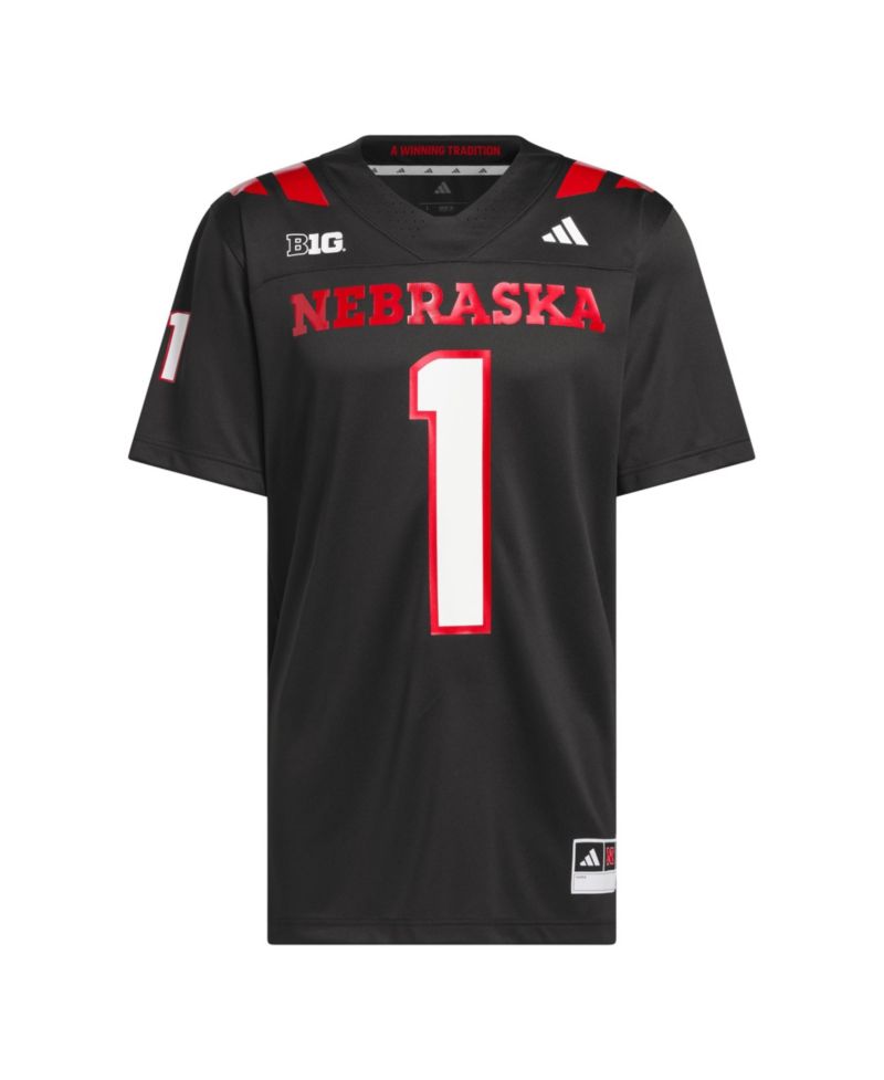 Men's #1 Black Nebraska Huskers Our Red Burns Brighter Premier Strategy Jersey