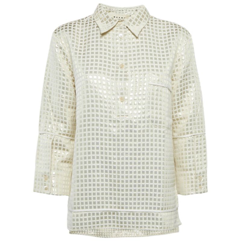 Women's Cream Lurex And Cotton Tunic