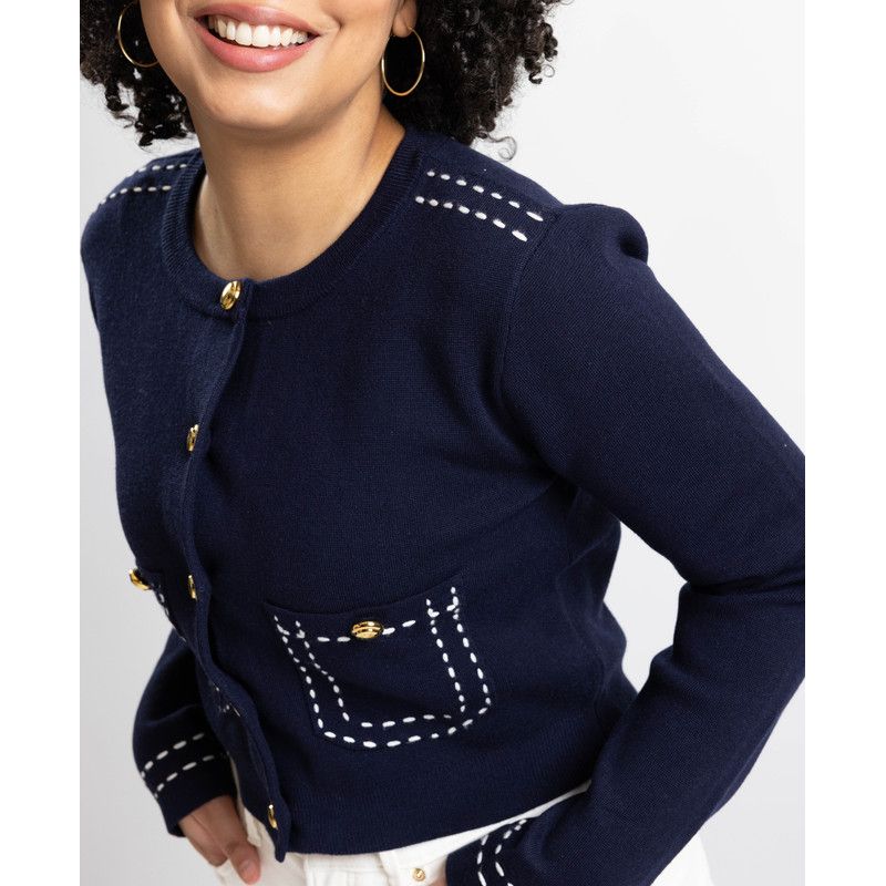 Women's Jessica Cropped Fitted Button-Front Cardigan
