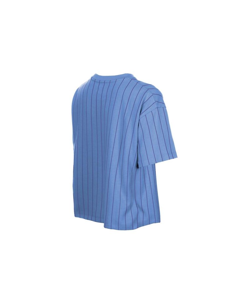 Women's Light Blue Colorado Rockies City Connect Throwback Meshback Pinstripe Boxy T-Shirt