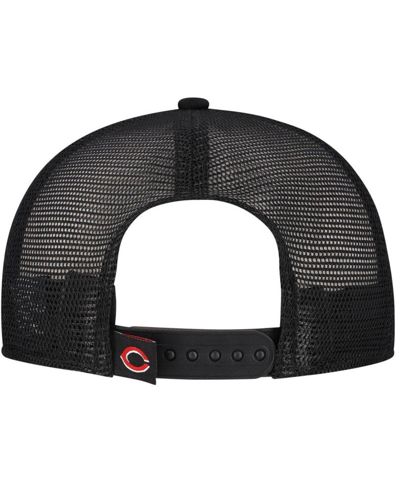 Men's Black Cincinnati Reds Retro Bold A-Frame Trucker 9FORTY Adjustable Hat