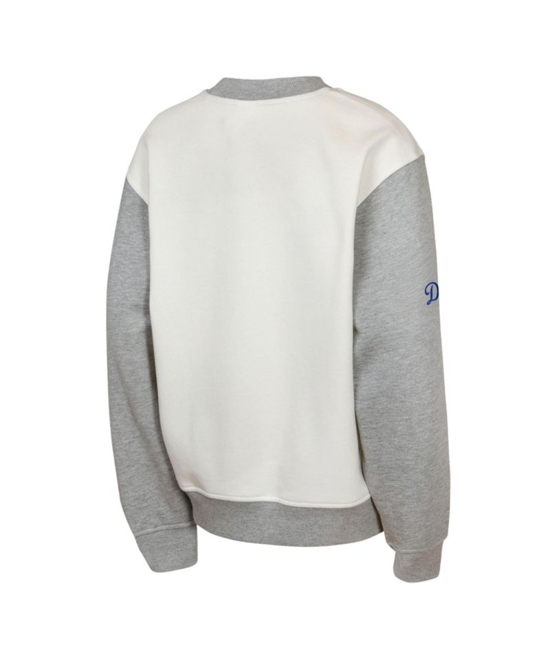 Big Boys and Girls Cream/Gray Los Angeles Dodgers Big League Power Hit Fleece Sweatshirt