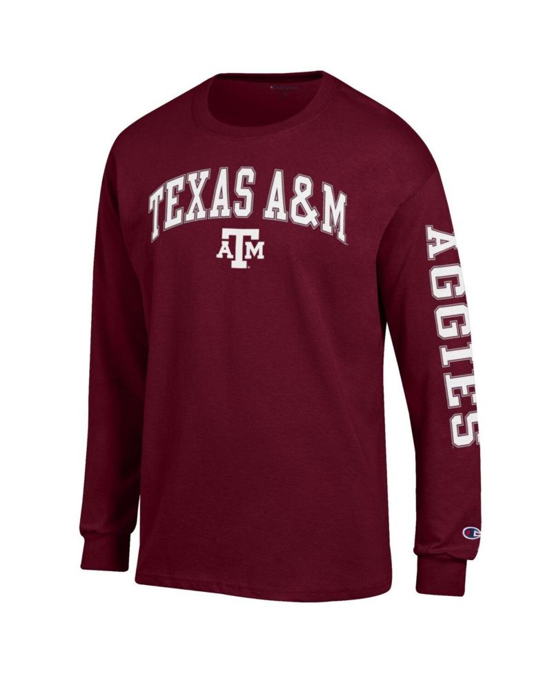 Men's Maroon Texas A&M Aggies Arch Over Logo 2-Hit Long Sleeve T-Shirt