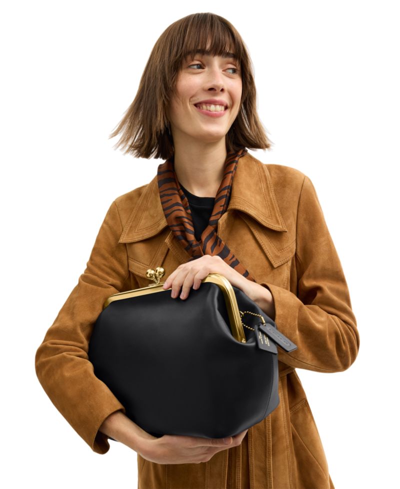 Kisslock Medium Leather Frame Bag 27