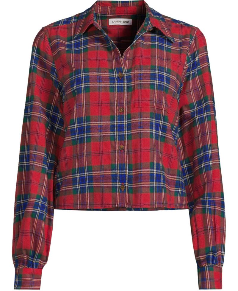 Women's Cropped Flannel Shirt