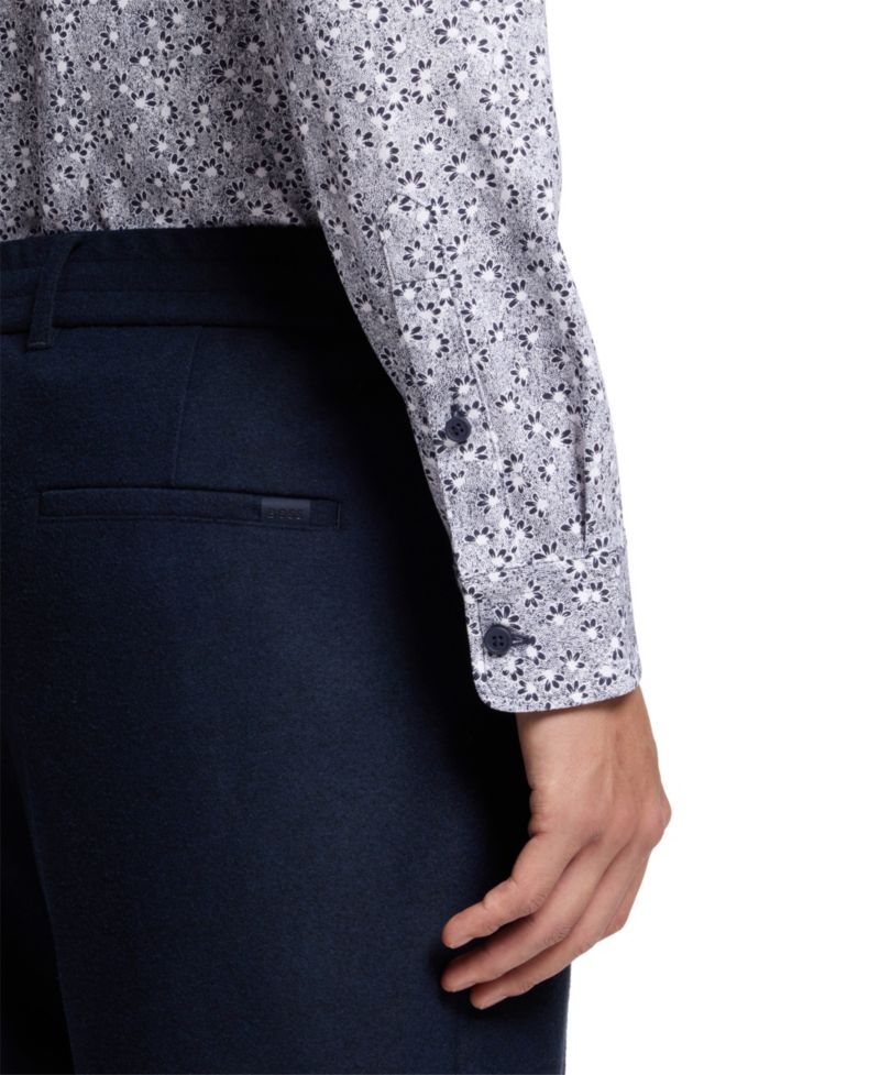 Men's Printed Cotton Blend Slim-Fit Dress Shirt
