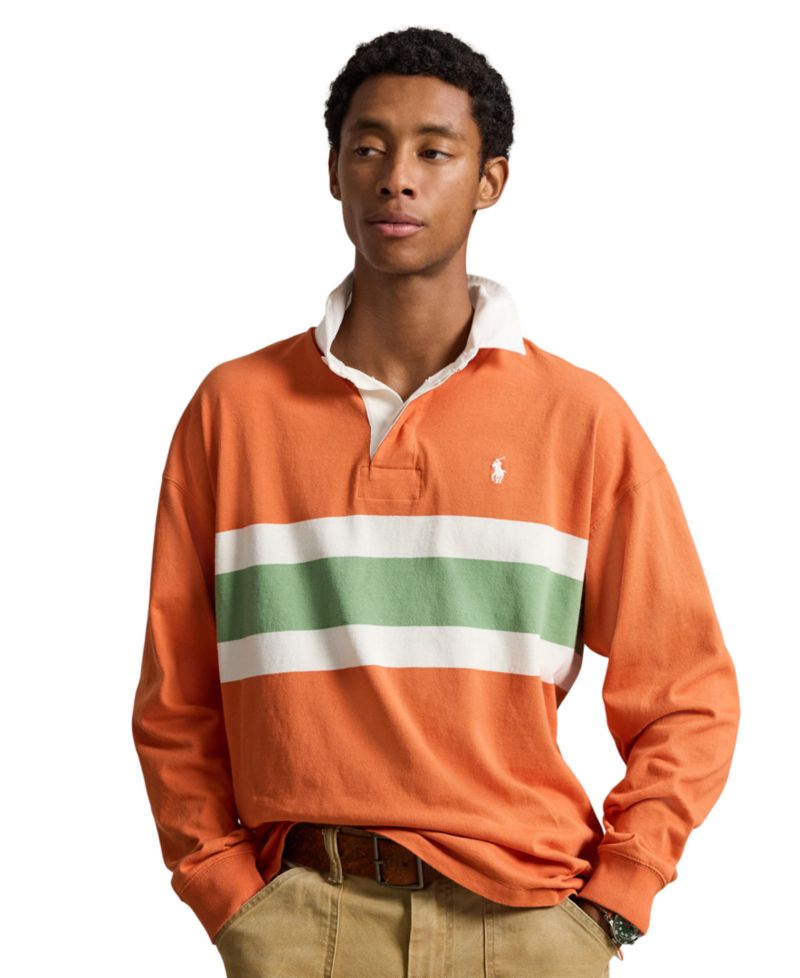 Men's Big Fit Striped Rugby Shirt