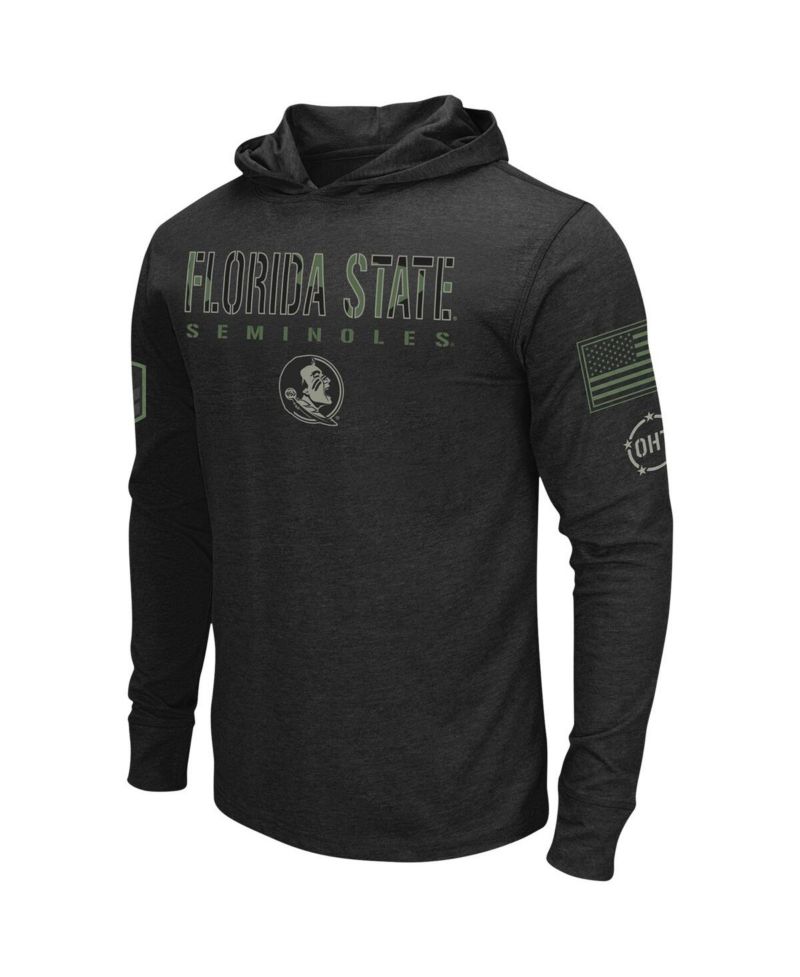 Men's Black Florida State Seminoles Big and Tall OHT Military-Inspired Appreciation Tango Long Sleeve Hoodie T-shirt