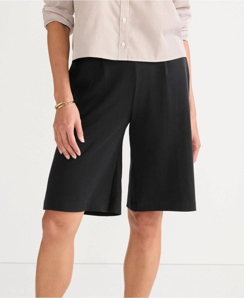 Women's Sport Knit High Rise Pleated 12" Bermuda Shorts