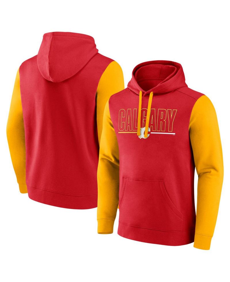 Men's Red Calgary Flames Deliver Fleece Pullover Hoodie