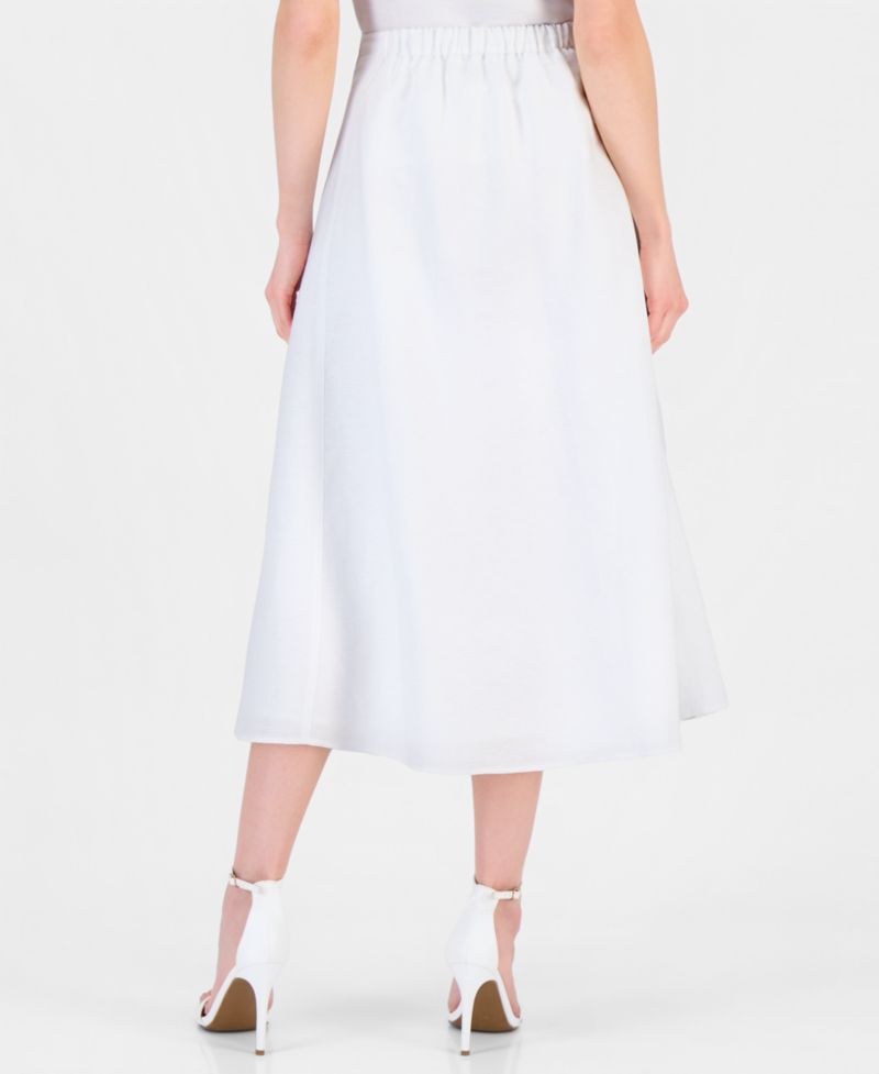 Women's Linen-Blend Pull-On A-Line Midi Skirt