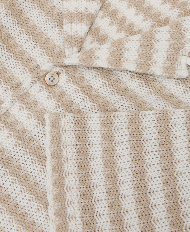 Men's Island Stripe Crochet Cuban Shirt