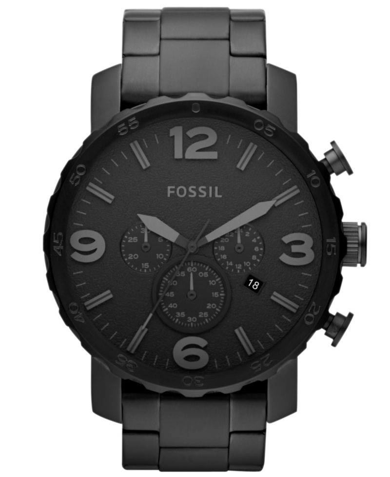 Men's Chronograph Nate Black-Tone Stainless Steel Bracelet Watch 50mm