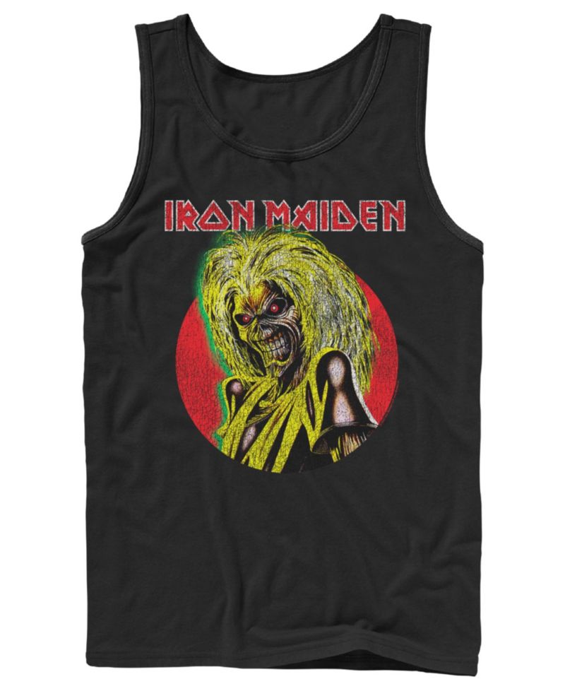 Men's Iron Maiden Eddie Red Circle Vintage Graphic Tank Top