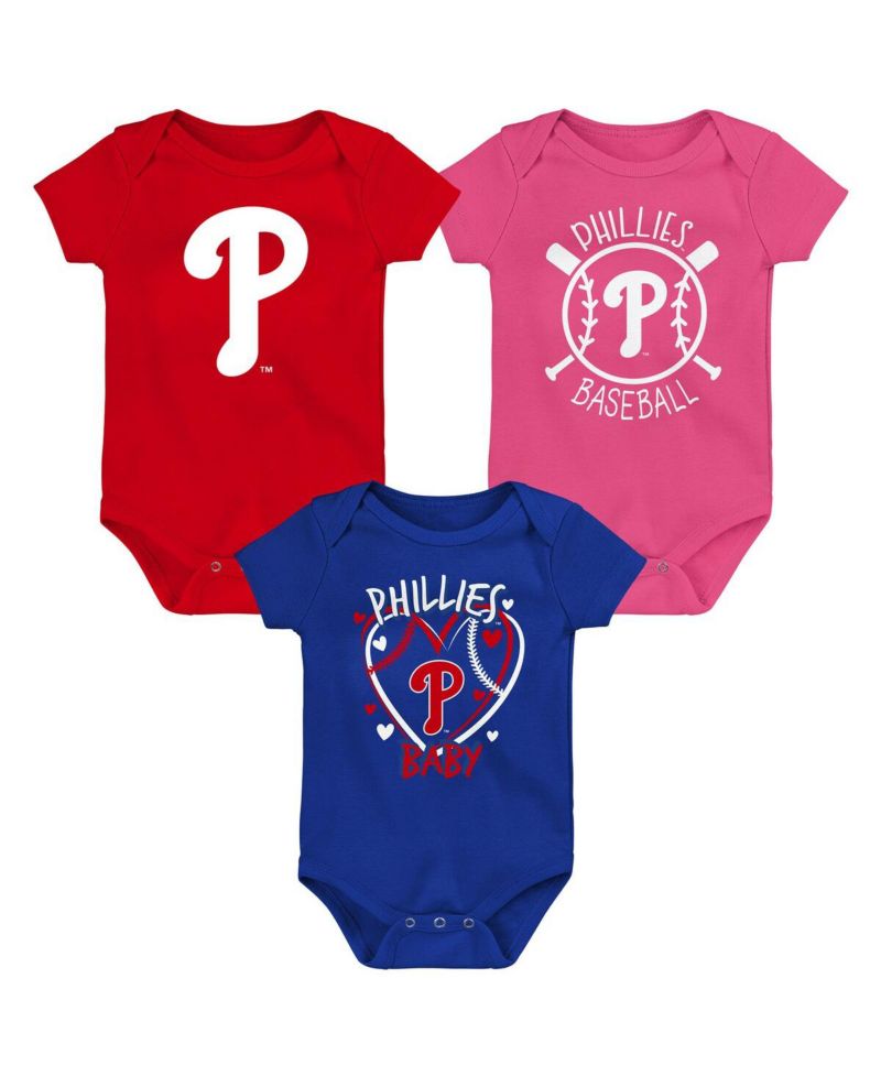 Baby Boys and Girls Philadelphia Phillies Slide Home 3-Pack Bodysuit Set