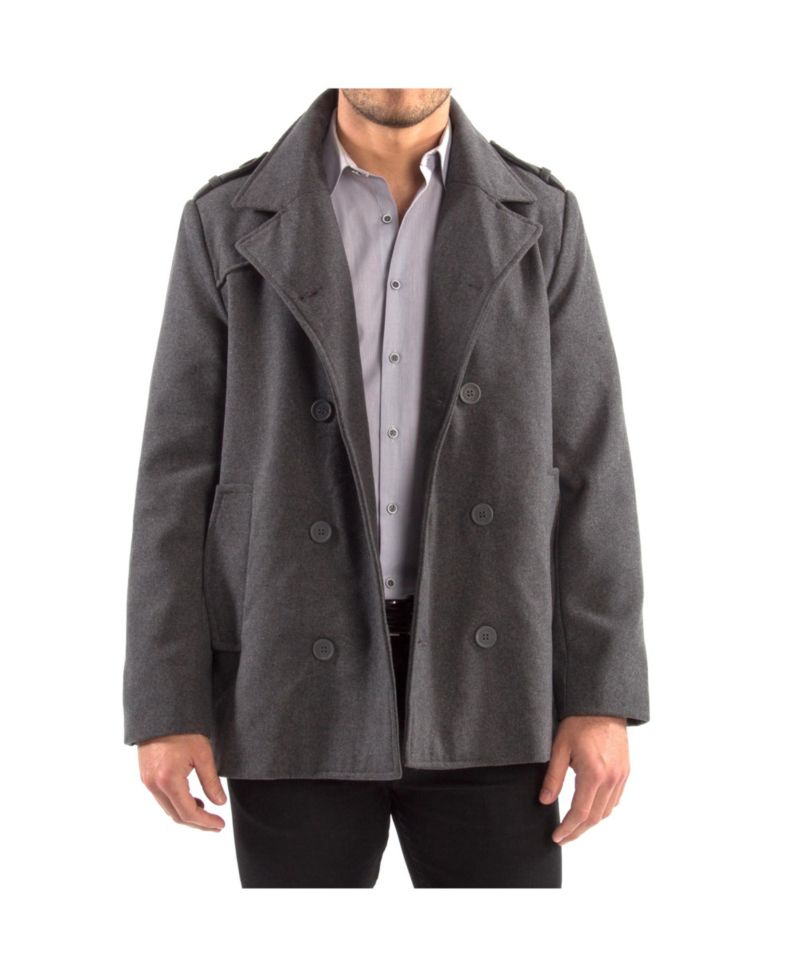 Jake Mens Pea Coat Wool Blend Double Breasted Dress Jacket Peacoat
