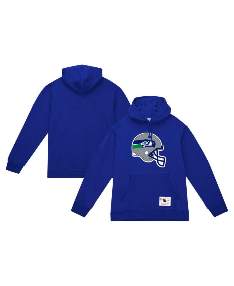 Men's College Navy Seattle Seahawks Helmet Logo Vintage Pullover Hoodie