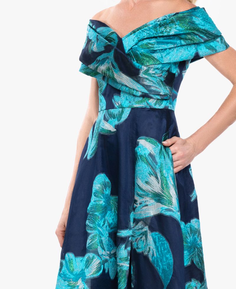 Women's Strapless Off-The-Shoulder Floral A-Line Ball Gown