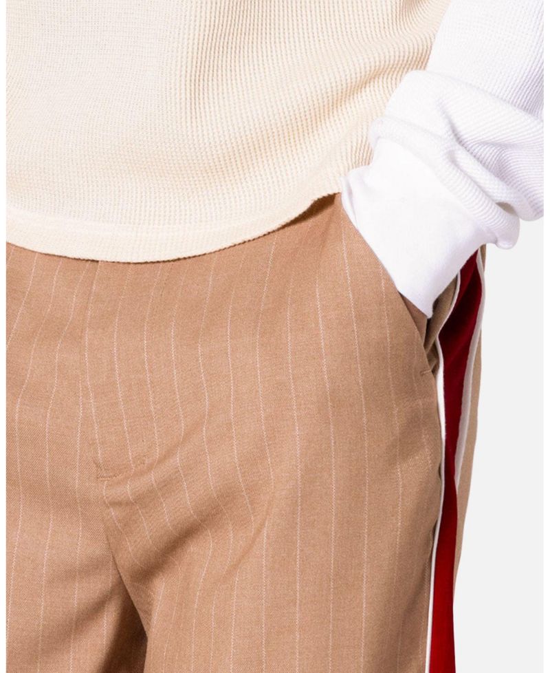 Men's Pinstripe Velvet Trim Pants