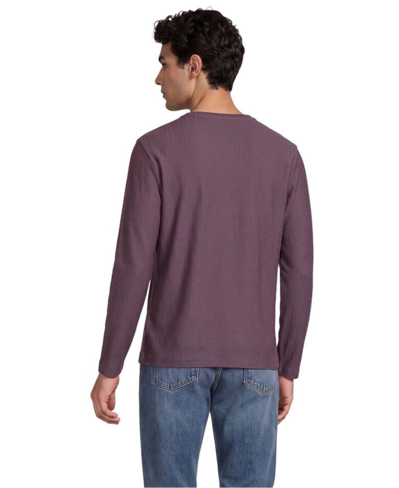 Men's Textured Herringbone Long-Sleeve Henley