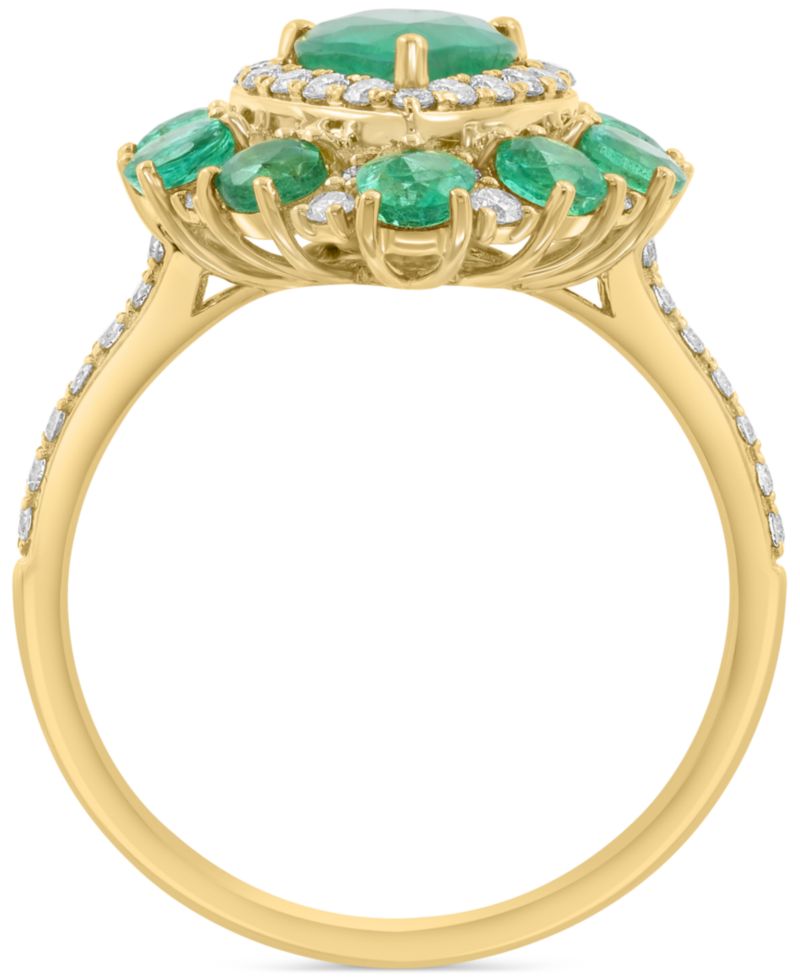 EFFY® Emerald (2 ct. t.w.) & Diamond (3/8 ct. t.w.) Pear Halo Statement Ring in 14k Gold