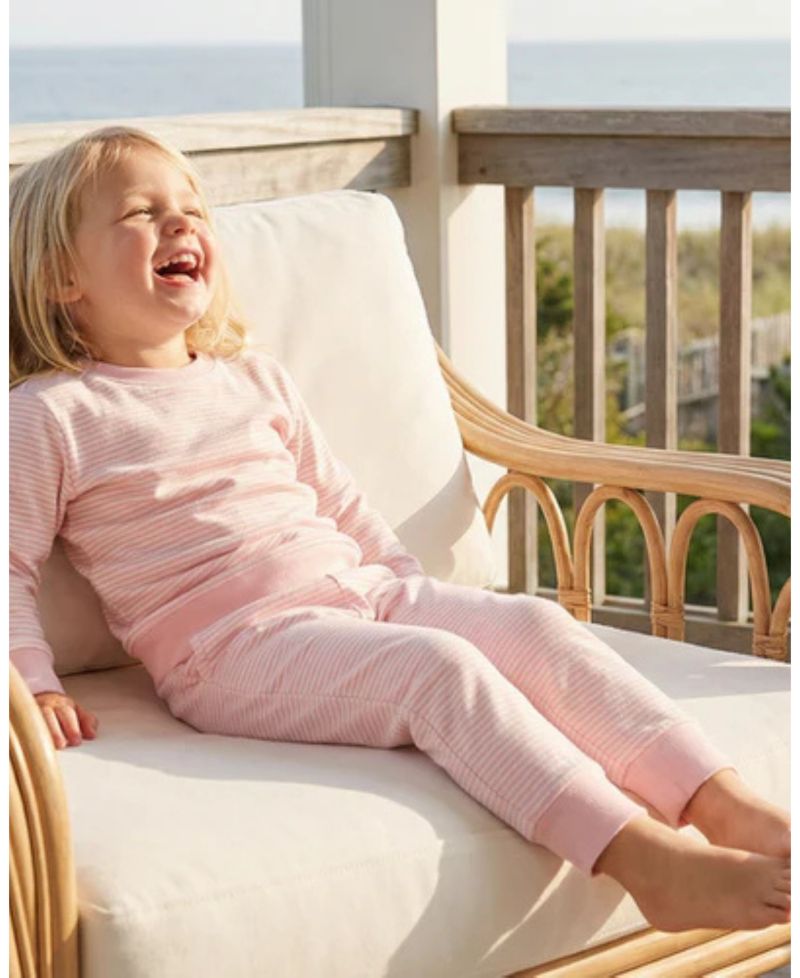 Baby Girls Peony Stripe Lounger Bamboo Sweatsuit