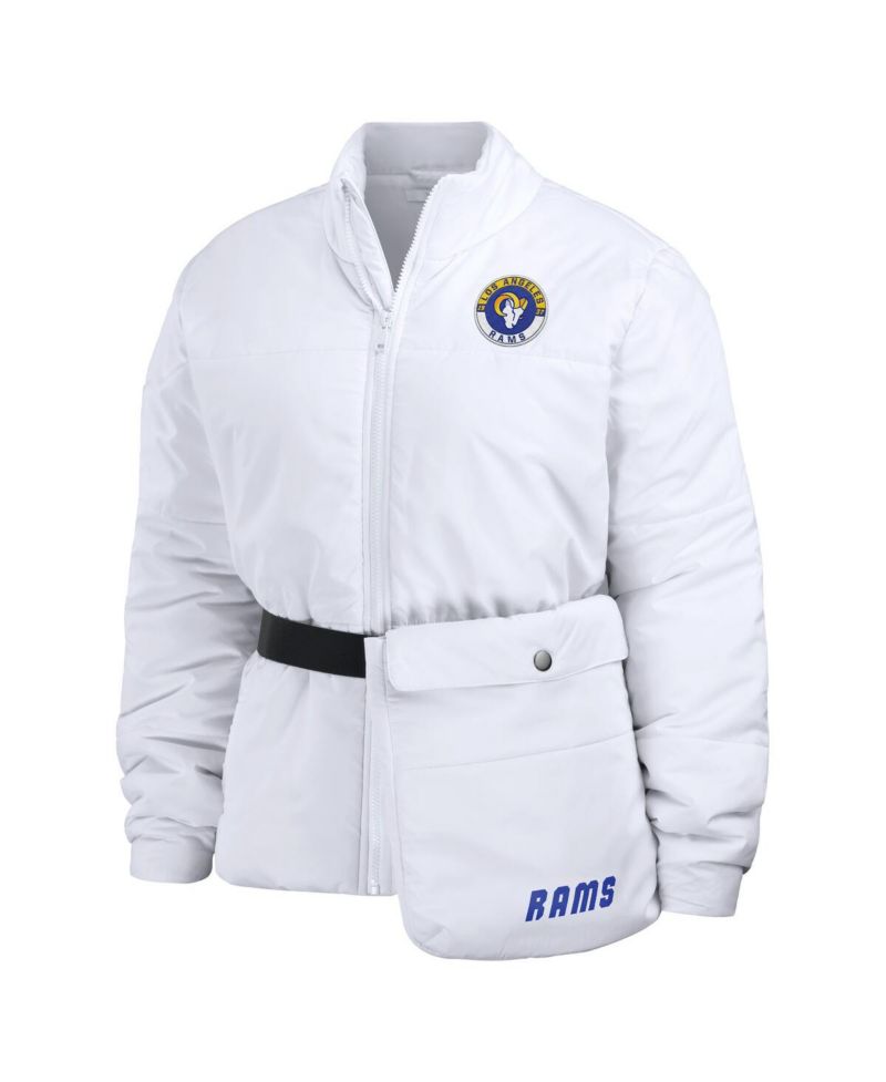 Women's White Los Angeles Rams Packaway Full-Zip Puffer Jacket