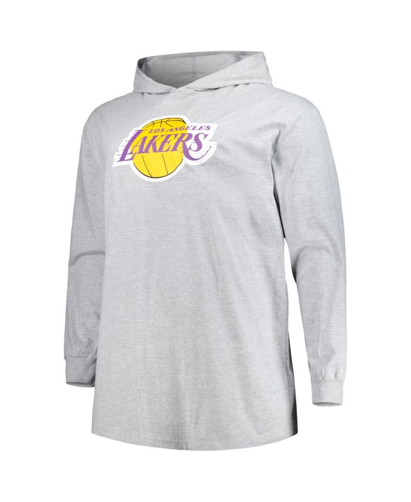 Men's Heather Gray Los Angeles Lakers Big and Tall Pullover Hoodie