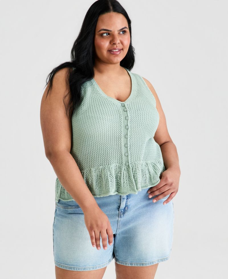 Trendy Plus Size Peplum Sweater Vest