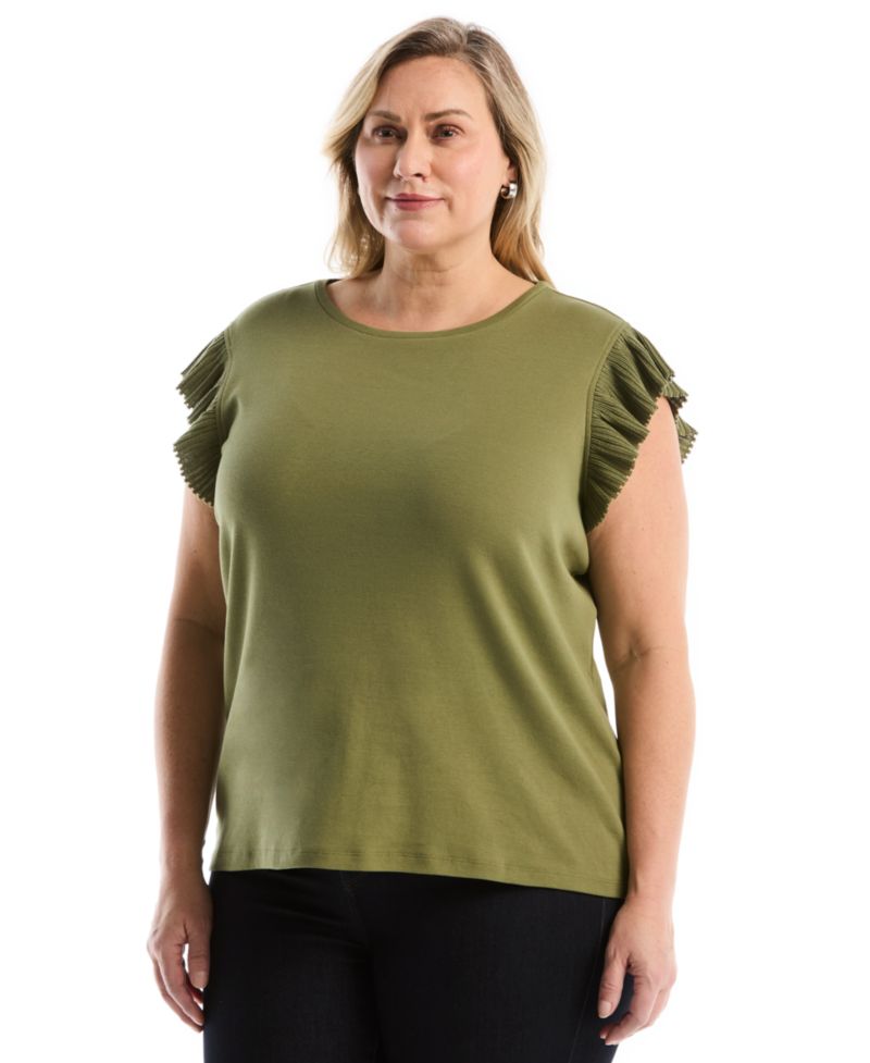 Plus Size Ruffle Cap-Sleeve Top