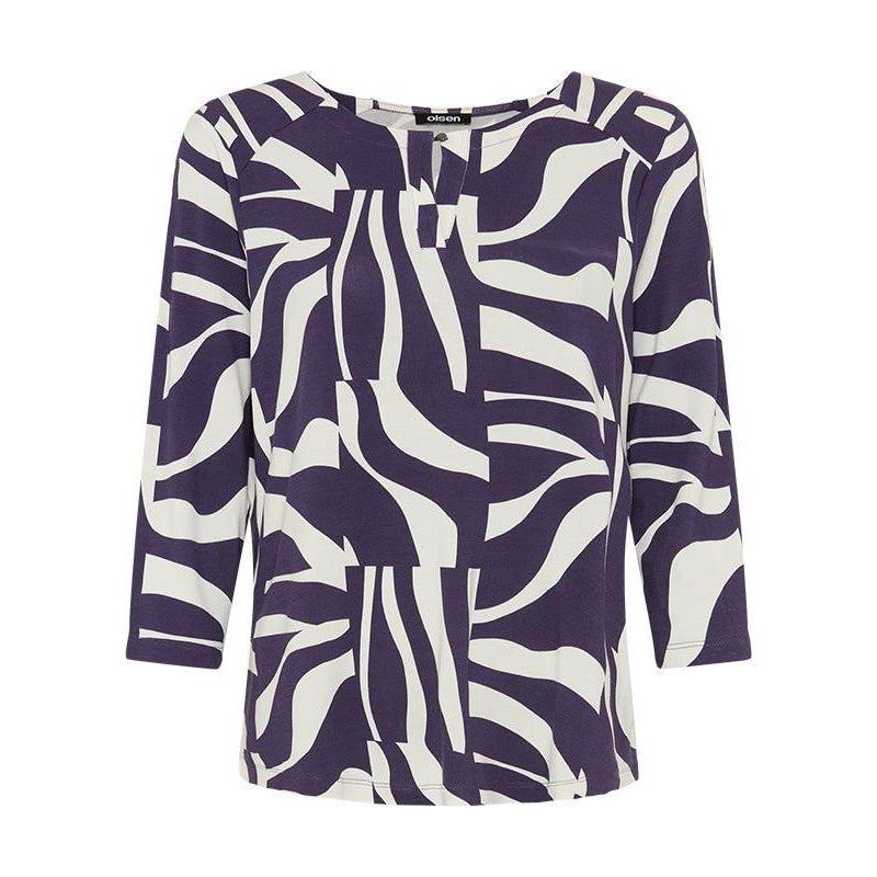 Women's Zebra Splice Print Keyhole T-Shirt