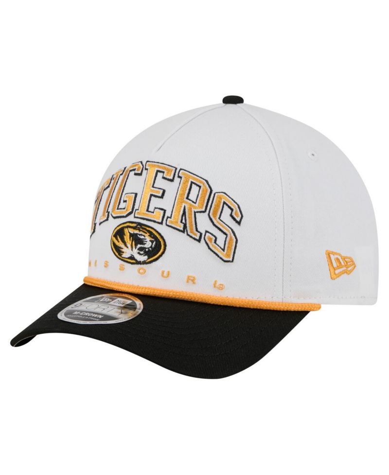 Men's White/Black Missouri Tigers Arch Two-Tone Rope 9FORTY A-Frame M-Crown Adjustable Hat