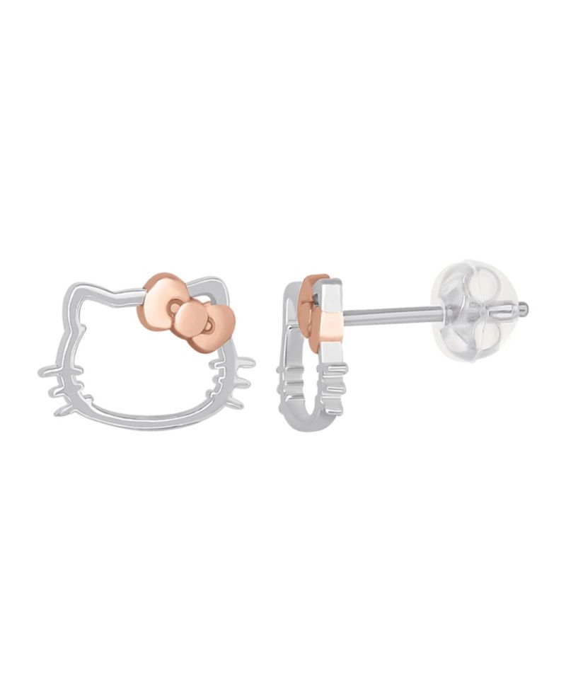 2-Pc. Two-Tone Hello Kitty Necklace and Earrings Set in Sterling Silver