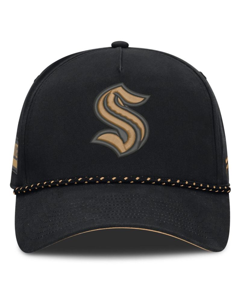 Men's Black Seattle Kraken Military Appreciation Authentic Pro A-Frame Adjustable Hat