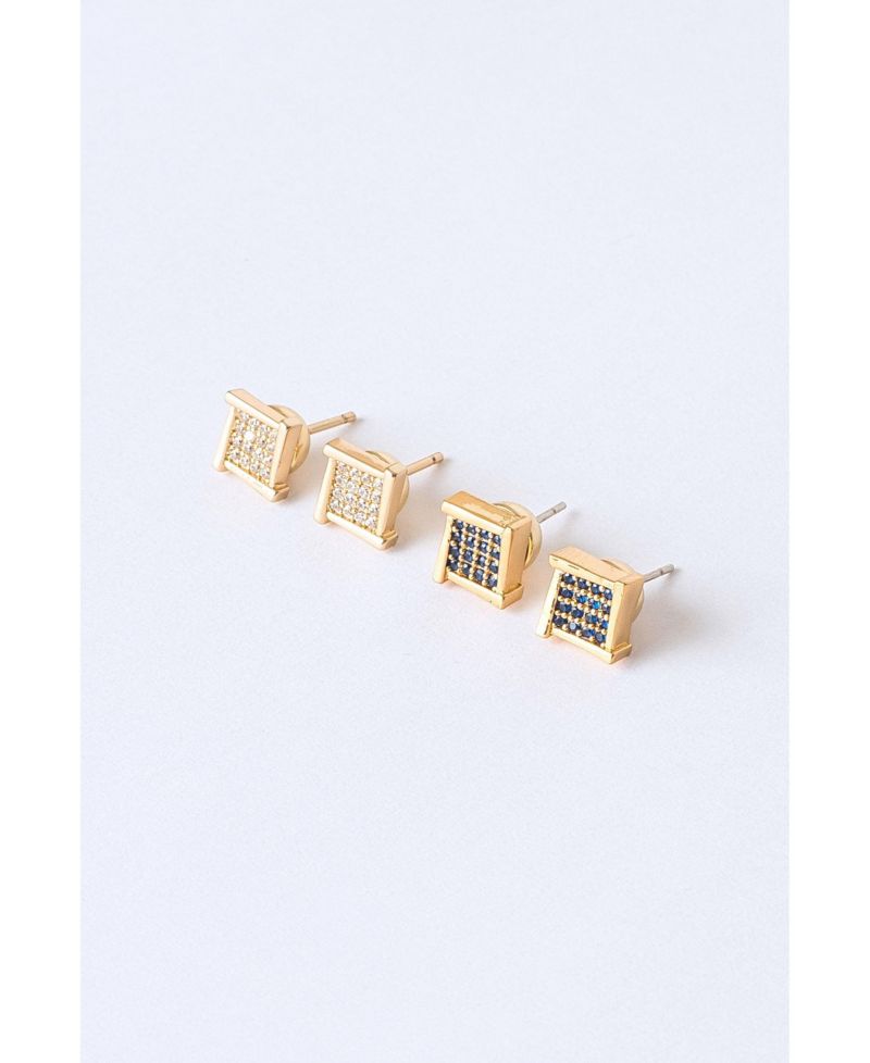 Atlas Crystal Square Stud Earrings