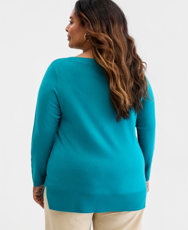 Petite Boat Neck Long-Sleeve Sweater