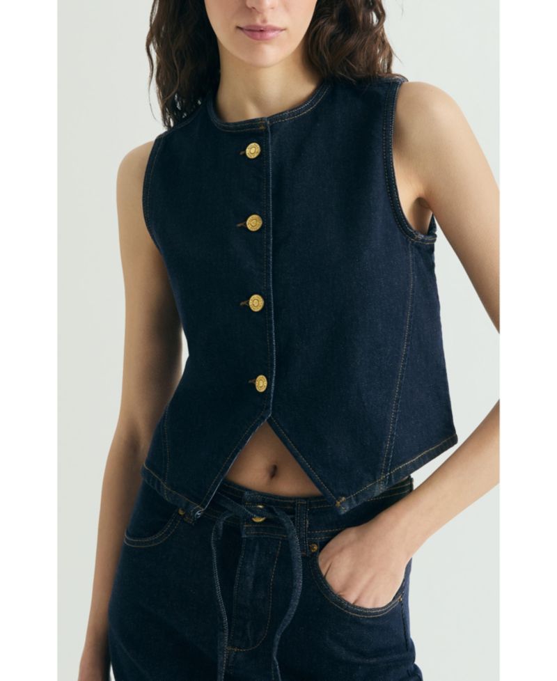 Women's Cropped Denim Vest