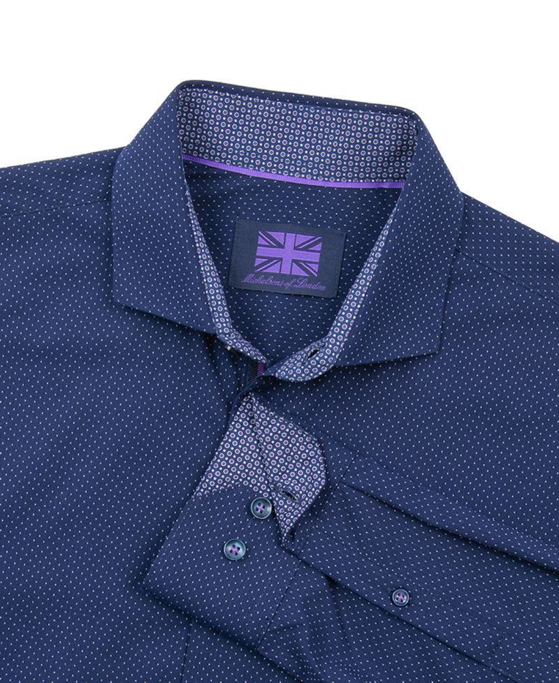 Men's Dot-Print Wrinkle-Free Dress Shirt