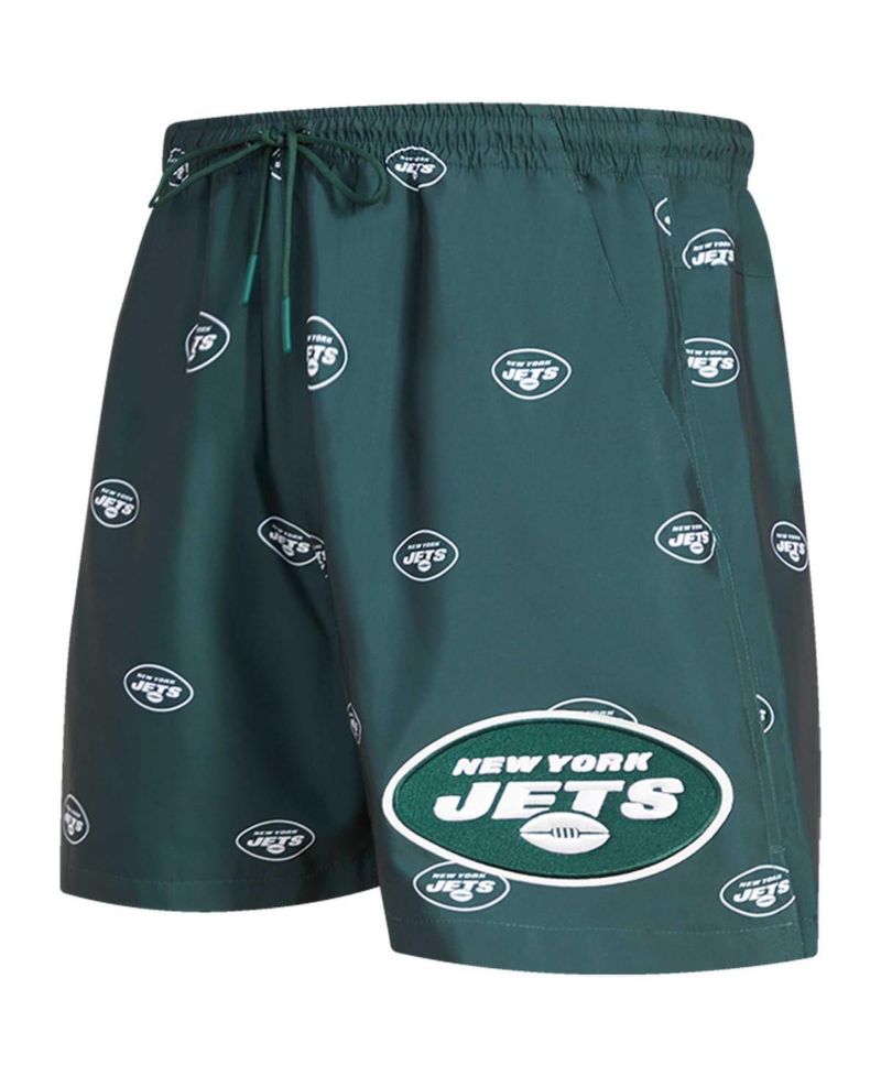 Men's Green New York Jets Allover Print Mini Logo Shorts