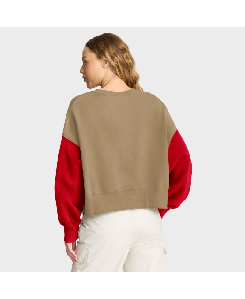 Women's Tan San Francisco 49ers Oversized Rewind Pullover Sweatshirt