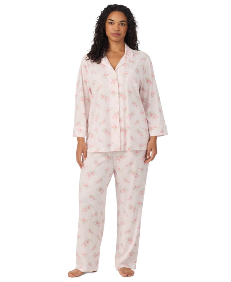 Women's Plus Size 3/4-Sleeve Pajama Set