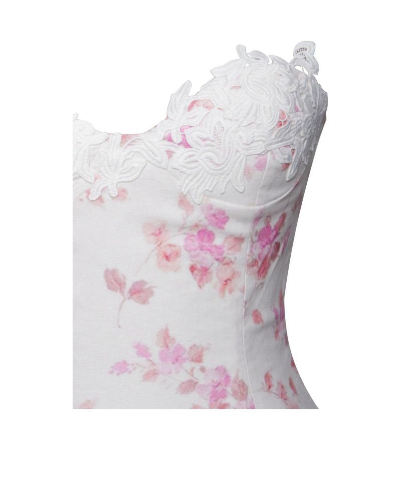 Women's Samara Floral Drop Waist Linen Corset Puffy Mini Dress