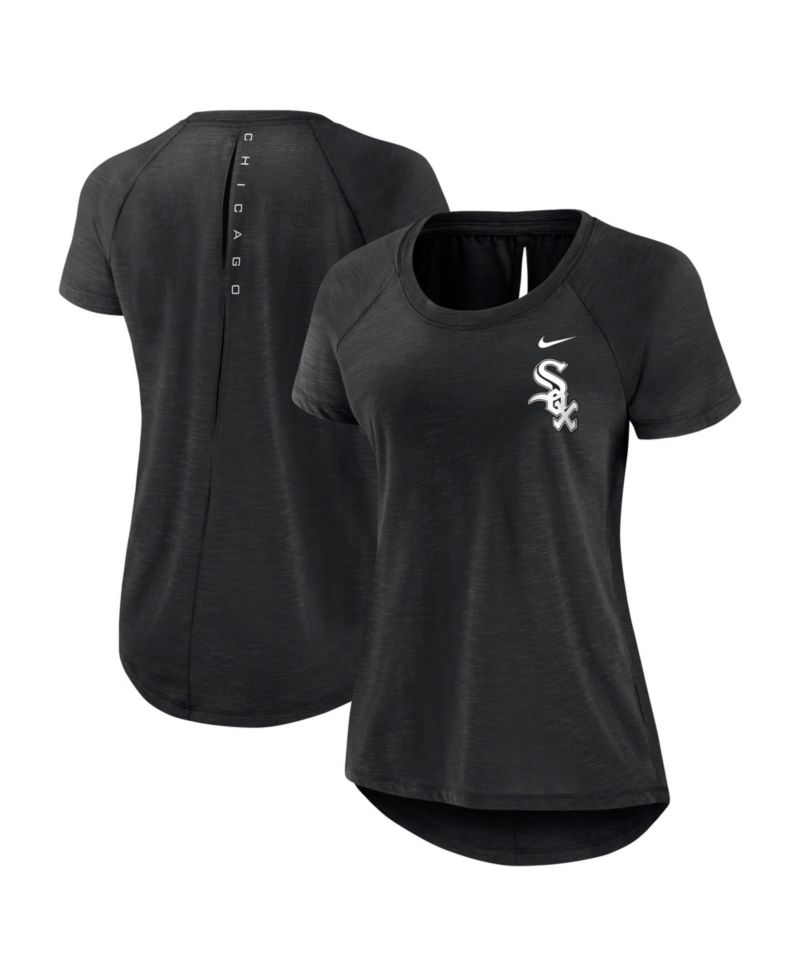 Women's Black Chicago White Sox Summer Breeze Back Slit Raglan T-Shirt