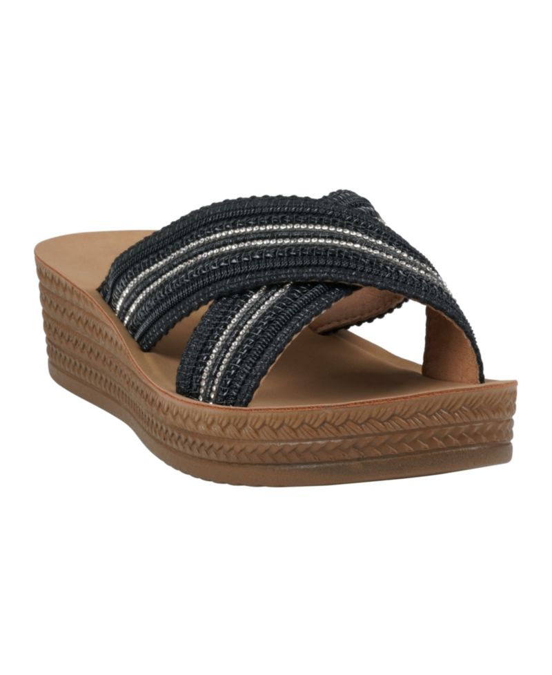 Women's Robyn Embellished Crisscross Strap Wedge Sandals